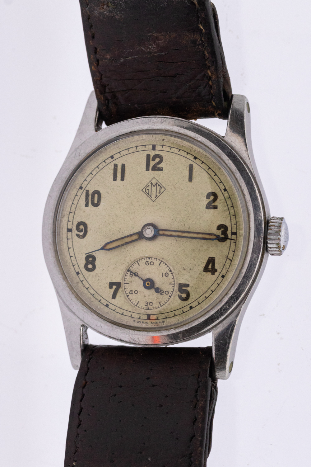 A Swiss gents ‘GMT’ 1940's 15 jewels GMT military wristwatch, comprising a signed silvered round - Image 4 of 6