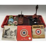 Air rifle maintenance box containing an assortment of vintage pellet tins some with original pellets