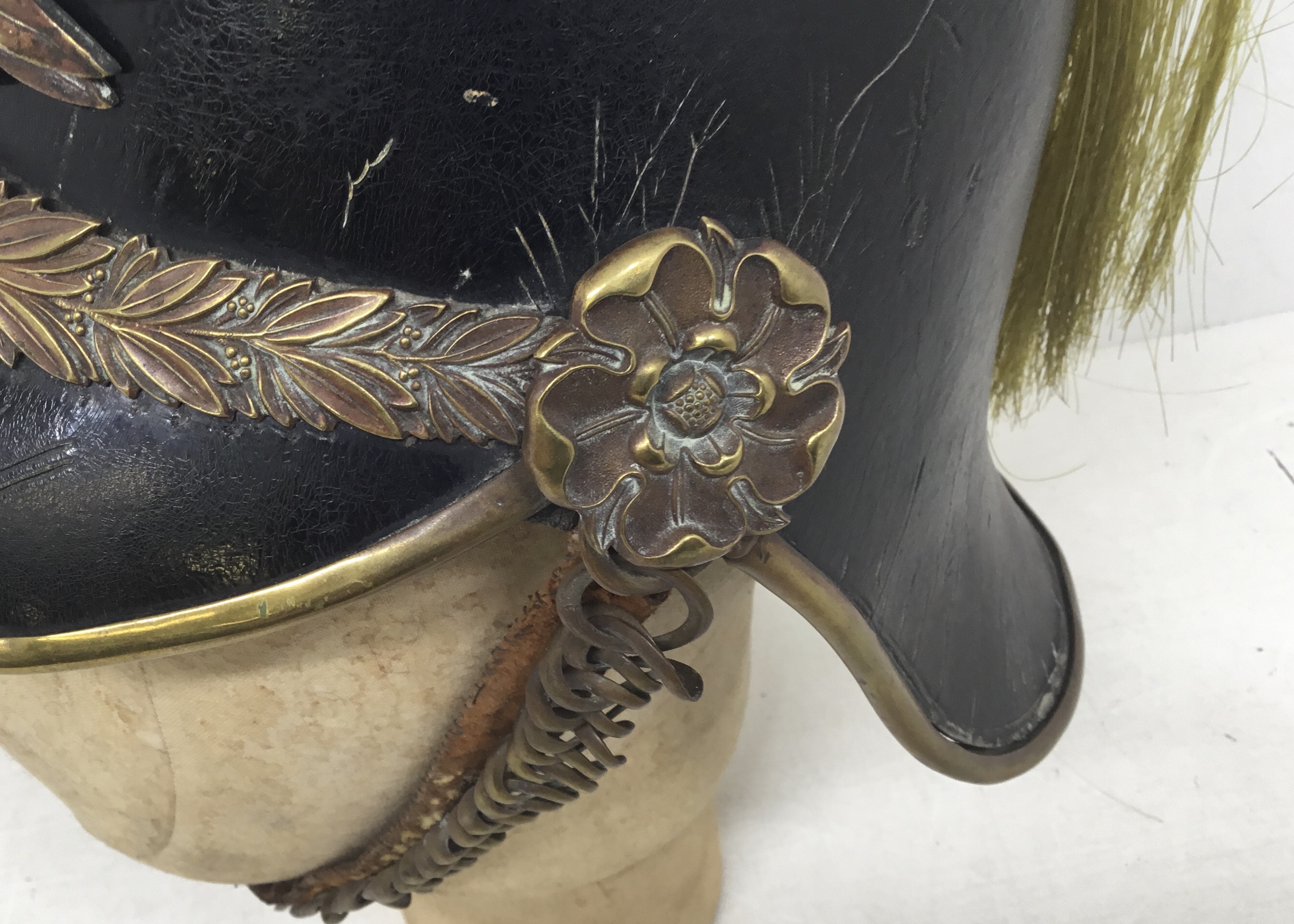 An early 20th century, Edwardian troopers helmet for the King’s Own Norfolk Imperial Yeomanry. - Image 8 of 12