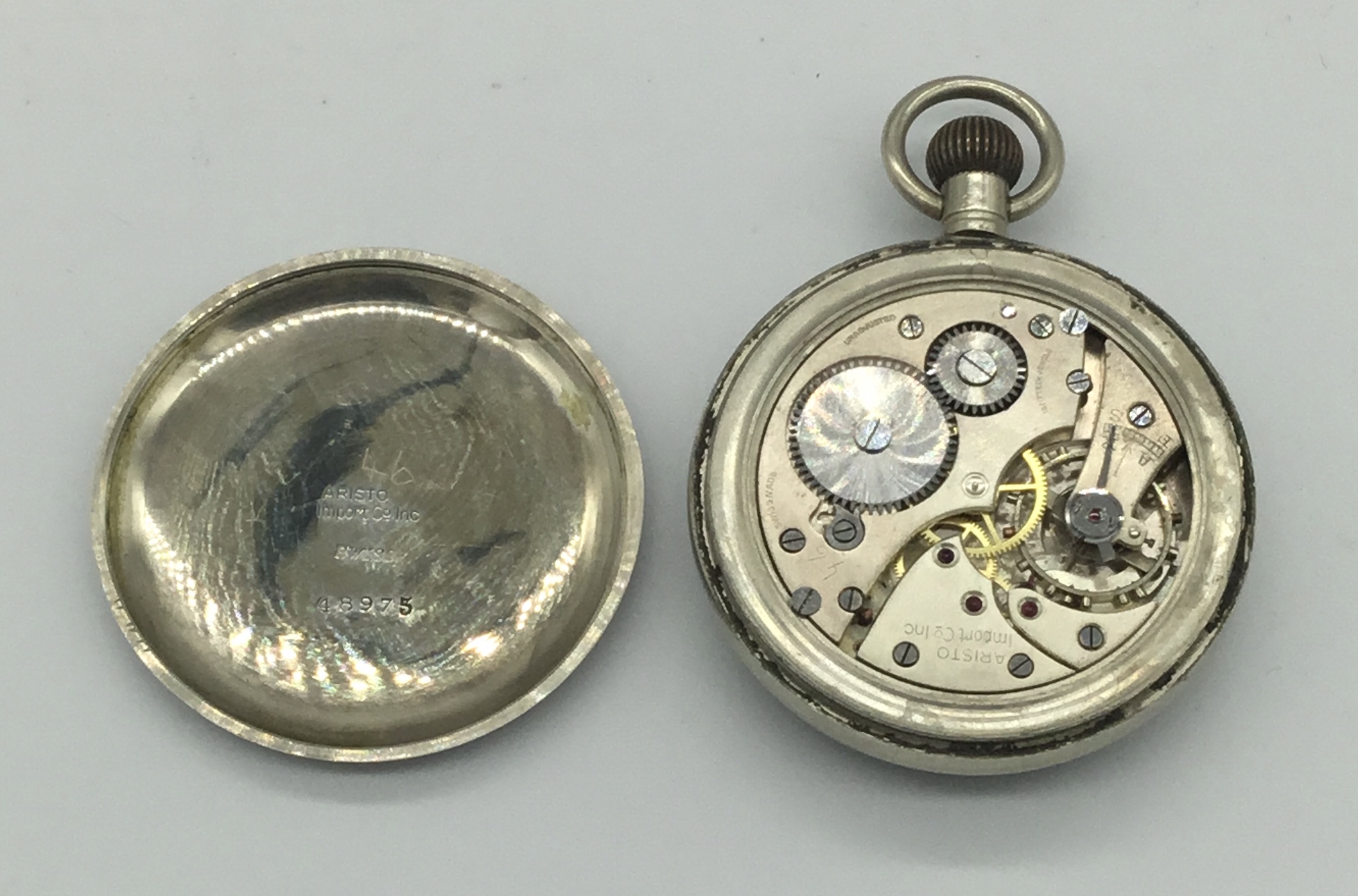A WW2 era Aristo Admiralty pocket watch (possibly for submarine use), with 15 jewel Swiss - Image 5 of 5