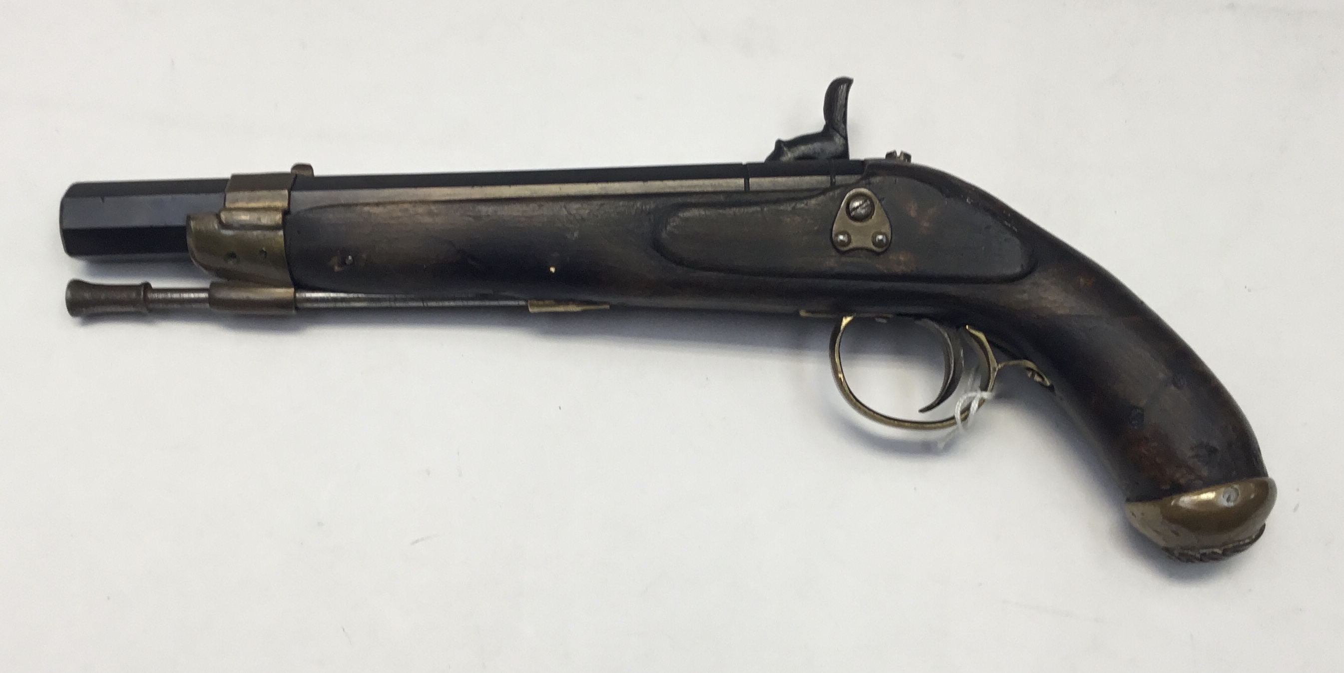 A Mid 19th century style single barrel percussion pistol. Overall length 14” with 9” blued octagonal - Image 3 of 4