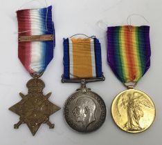 A 1914 Star and clasp trio, awarded to 3070 Pte / Cpl Edward Winter of the 2/Rifle Brigade. To