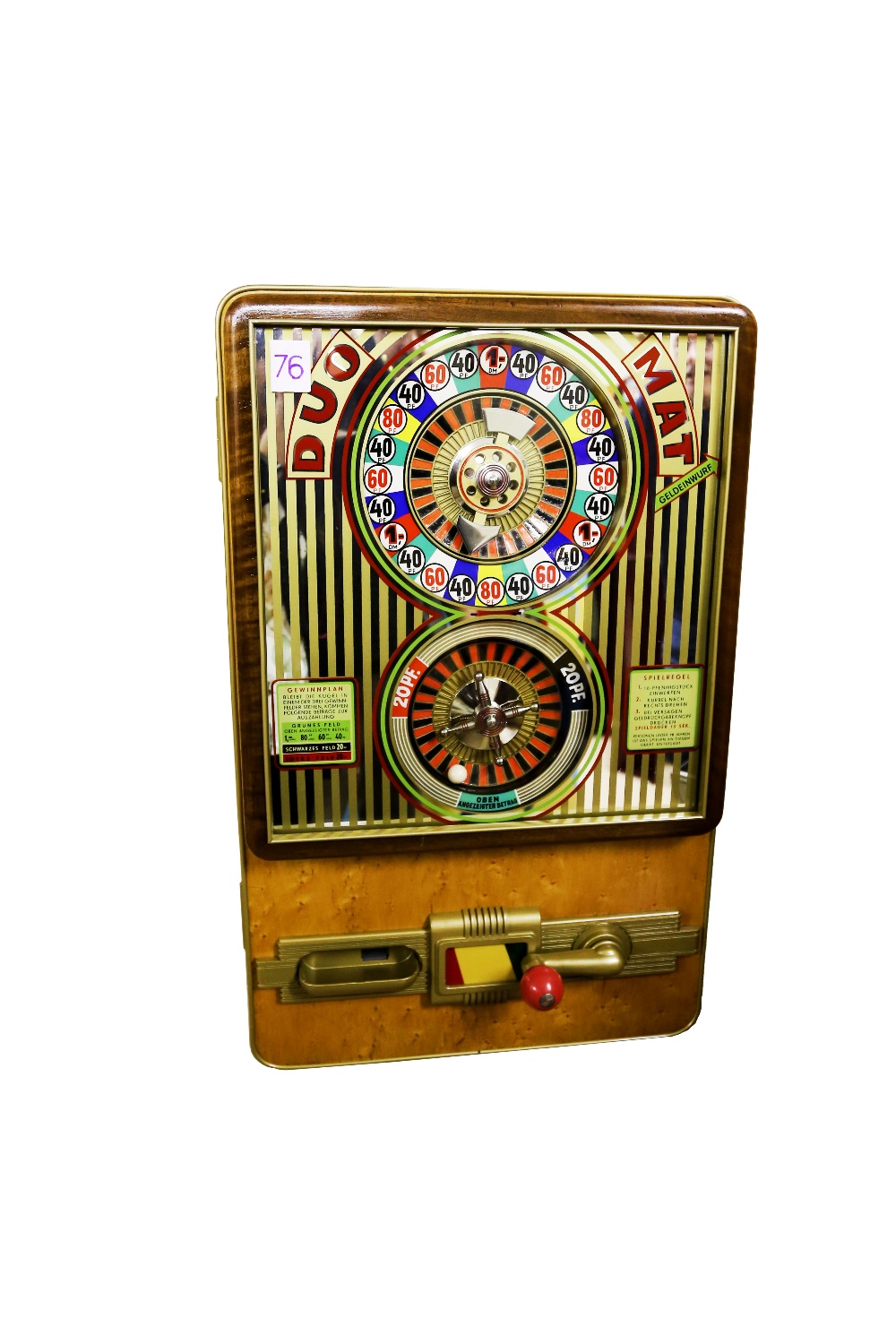 Gunter Wulfe Duo-Mat 1956 Roulette Machine. This wall mounted Roulette was made in Berlin, West