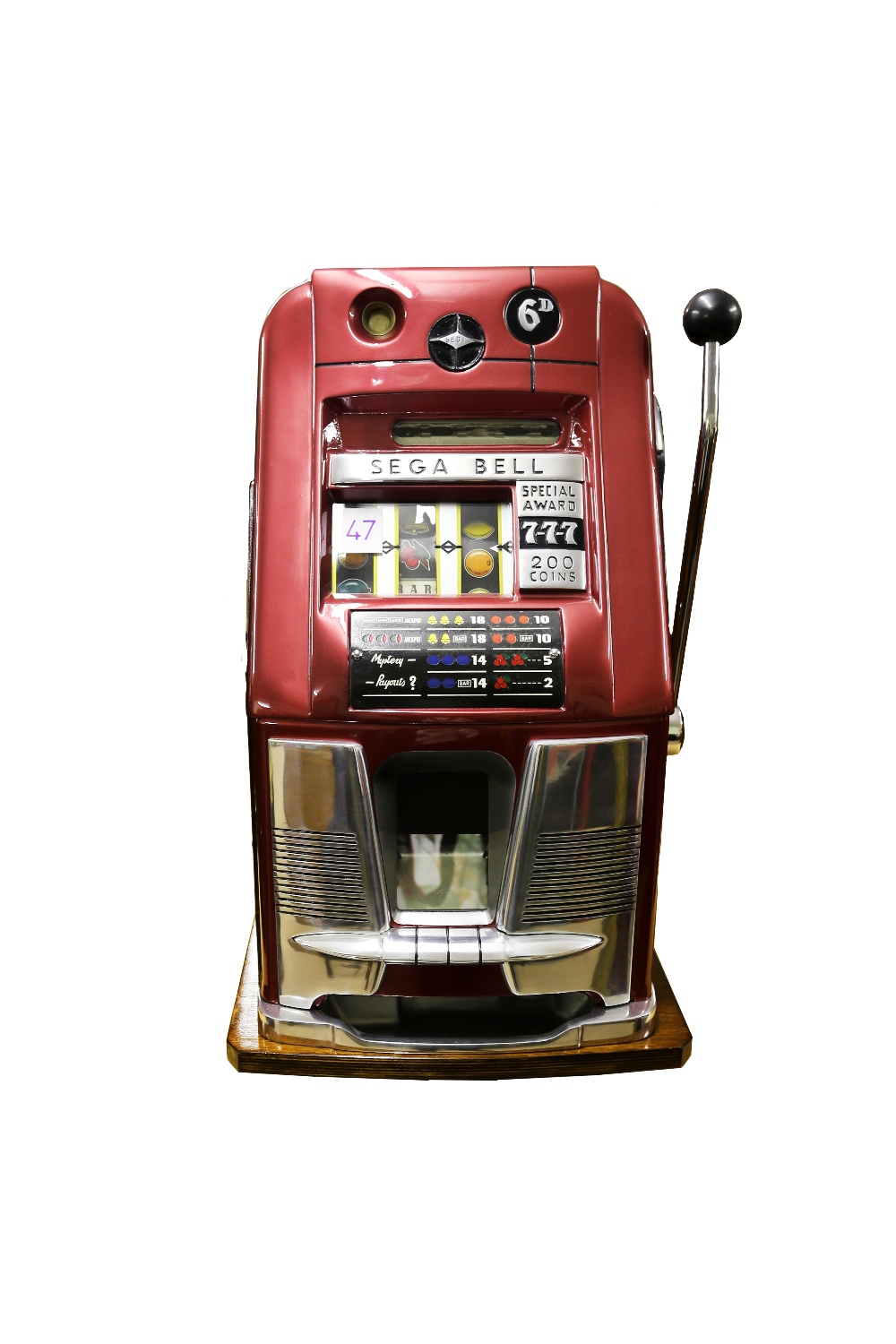 Sega Enterprises Limited Sega Bell 'High Top' 1957 One Arm Bandit. This Japanese copy of the