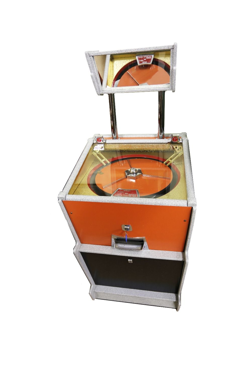 Bryans Works Penny Go Round 1968 Circular Coin Pusher Machine. The Penny-Go-Round is a rare and