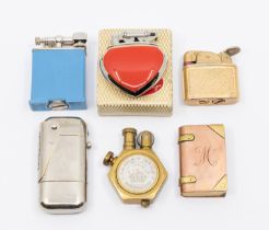 A collection of mixed lighters to include; a Parker Beacon, 'The Efficient Lighter' blue bakelite/