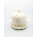 A Copeland ironstone creamware ribbed body cheese dome and base,  Circa 19th century. Impressed