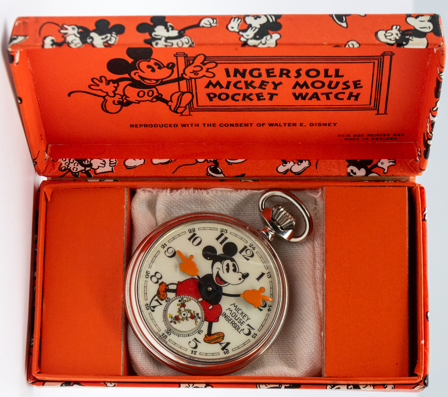 Ingersoll- a Mickey mouse automation wristwatch, with decorative metal strap, in original case - Image 2 of 3