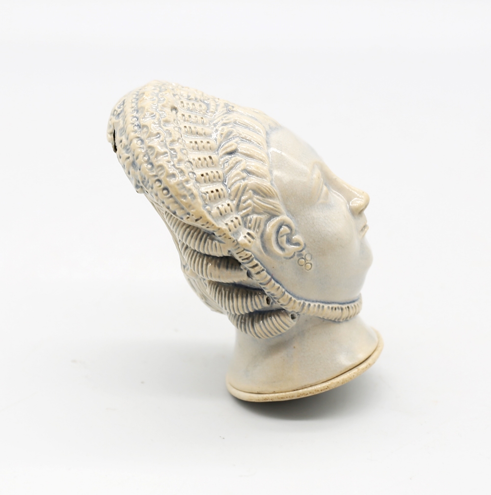 A pearlware Bonbonniere modelled as the head of Queen Charlotte, with original screw cover.  Circa - Image 6 of 10