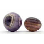 A Blue John sphere, approx 60mm, along with a fluorite egg approx 55mm,  Further details: good minor