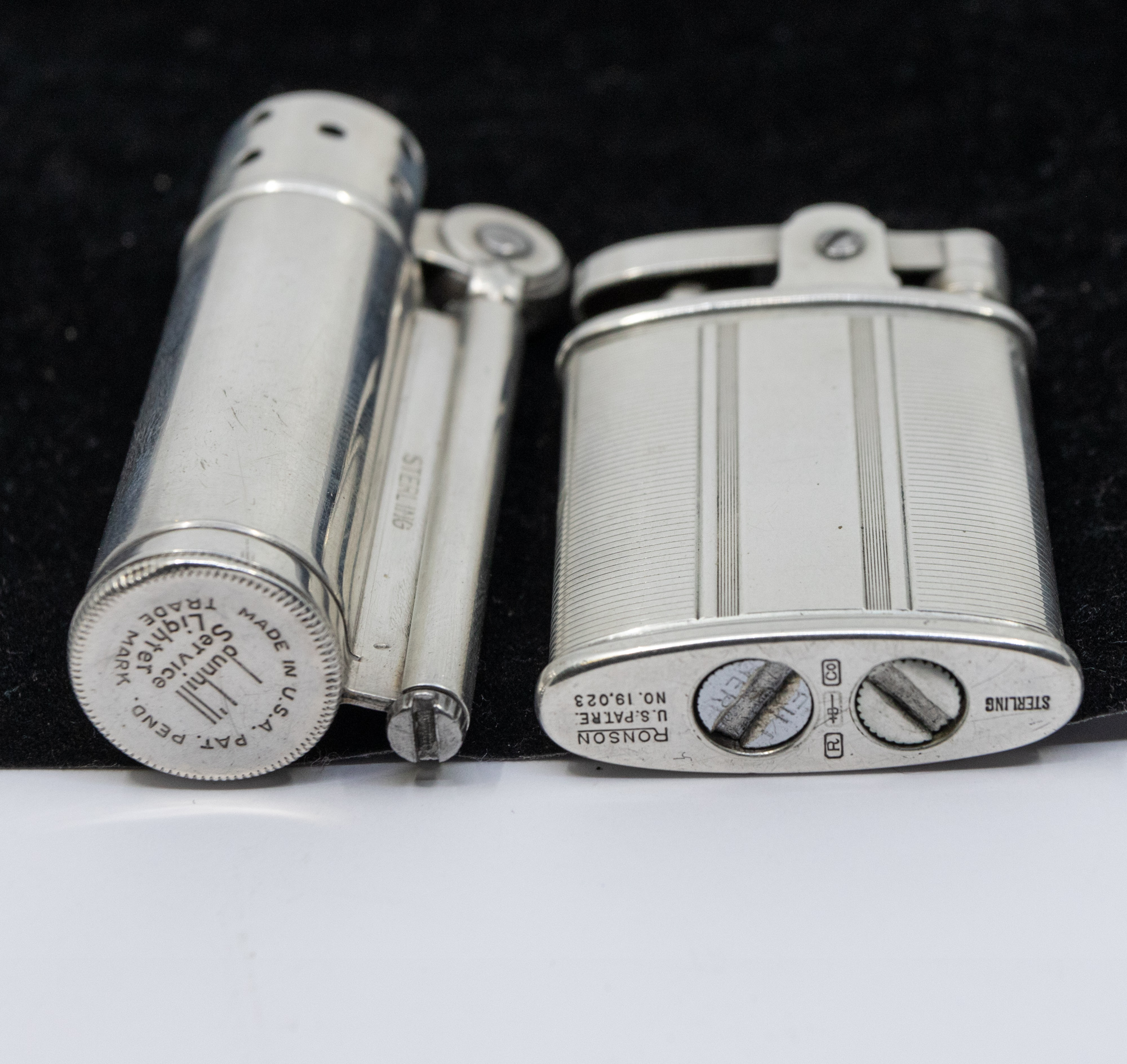 A sterling silver Dunhill service lighter of cylindrical form, marked to base and marked sterling to - Image 3 of 3