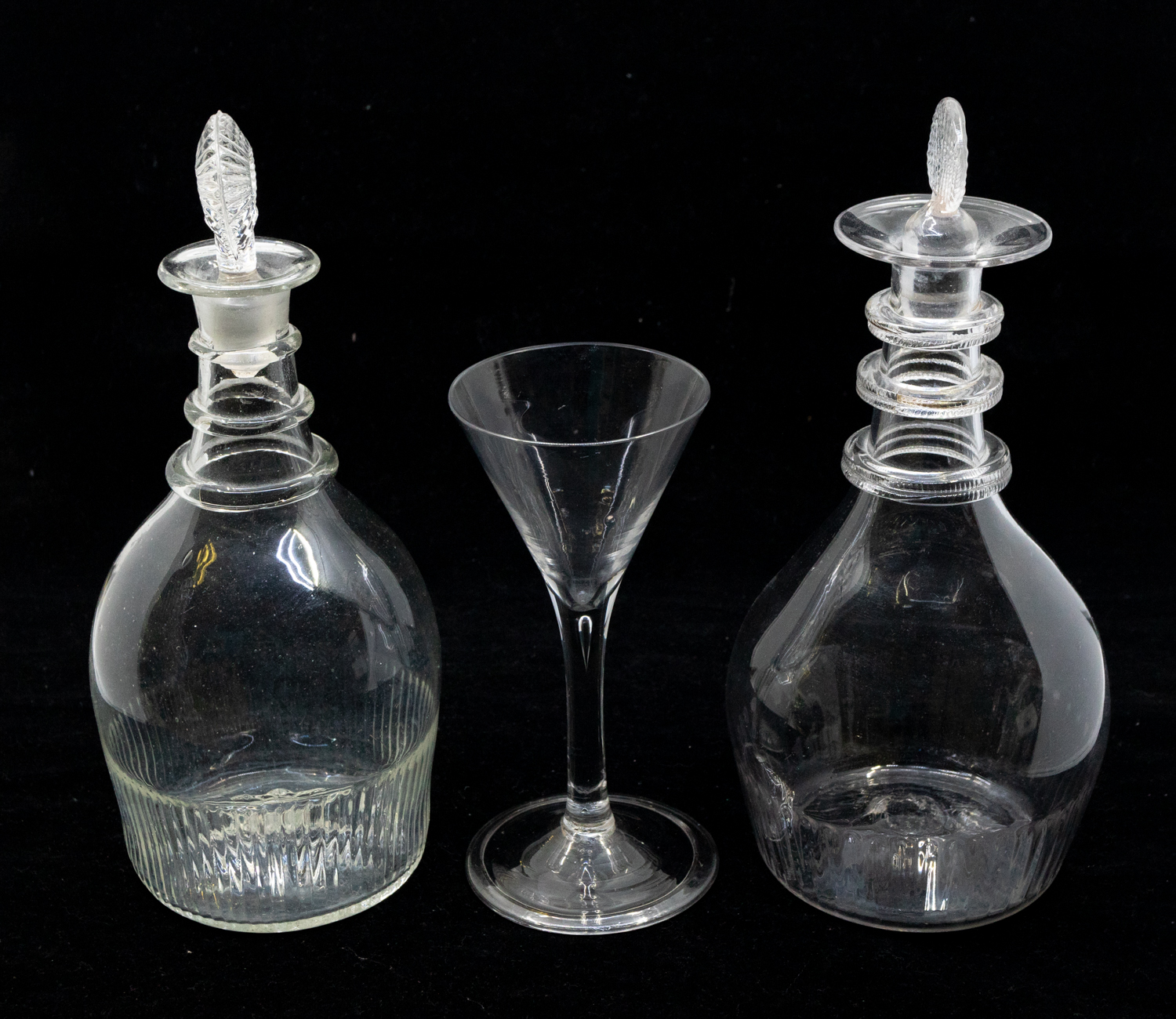 Two early 19th Century Irish glass decanters, both with original stoppers, probably Belfast along - Image 2 of 7