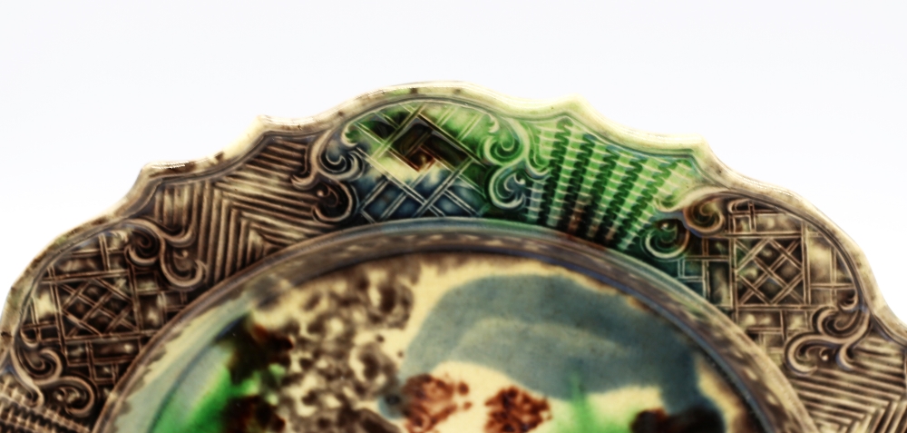 A Staffordshire Whieldon Plate, sponge decorated in greens and browns with a fluted relief - Image 3 of 9