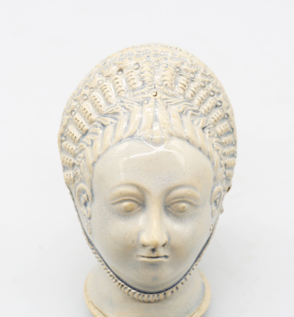 A pearlware Bonbonniere modelled as the head of Queen Charlotte, with original screw cover.  Circa - Image 2 of 10