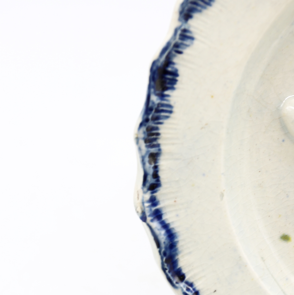 A pearlware ‘Toy’ round plate with a goose moulded in the centre with a blue feathered border. - Image 6 of 12
