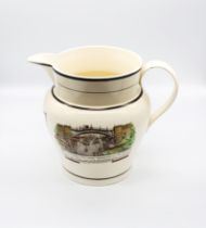 A Sunderland large creamware jug, depicting  ‘A West View of the Iron Bridge over the Wear’ to one