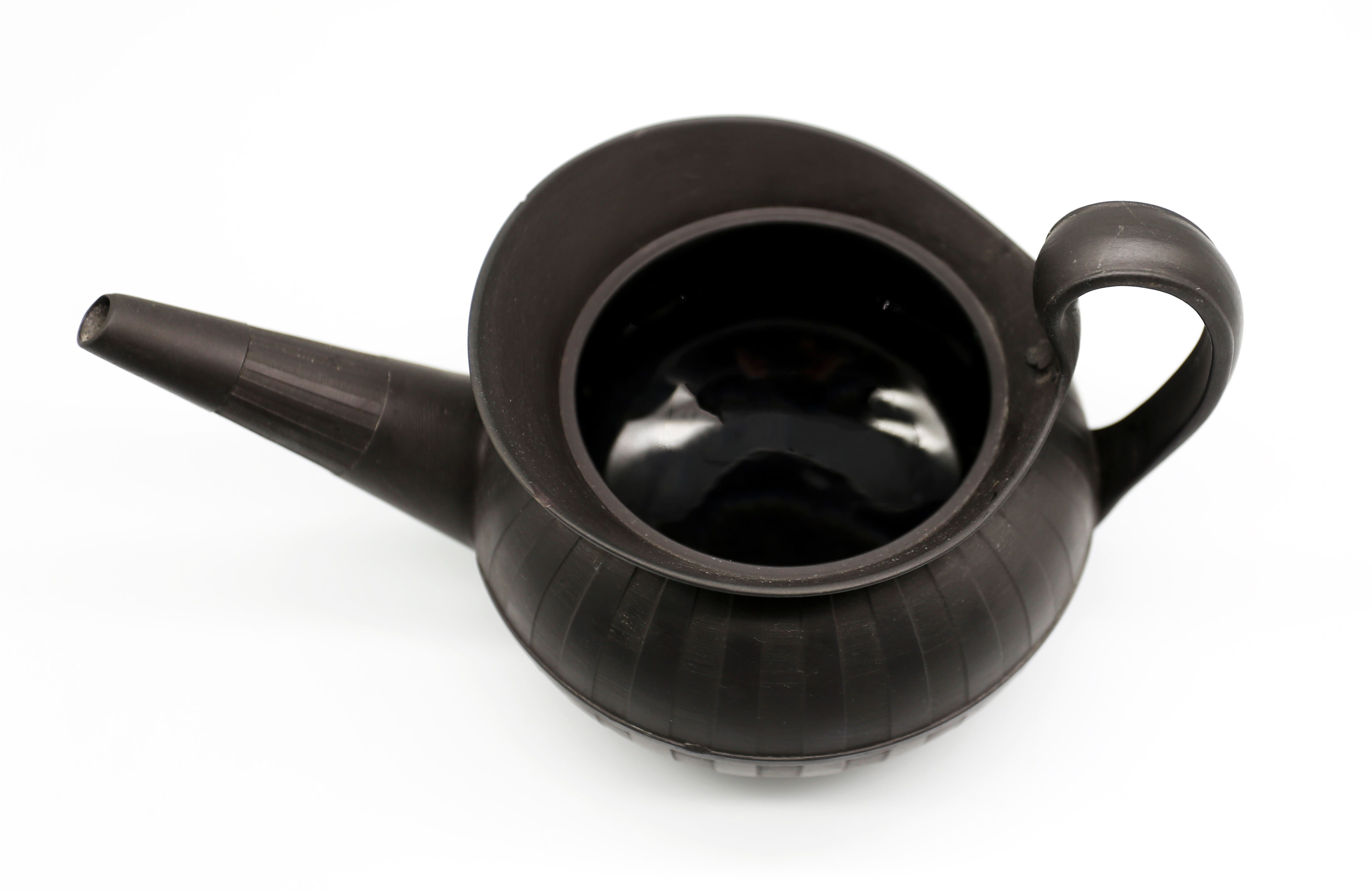 A Wedgwood black basalt teapot and cover with a flared lip.  The cover has a widow finial. - Image 13 of 16