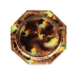 A Staffordshire octagonal Whieldon plate, sponge decorated in brown, green and yellow.  Circa