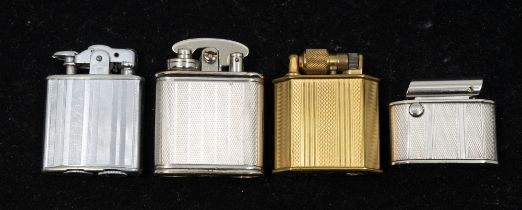 A collection of four Art Deco style lighters to include; a 935 engine turned silver hexagonal shaped