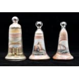 Three early 20th Century Isle of Wight curiosity sand sculptures in bottles, labels to base.