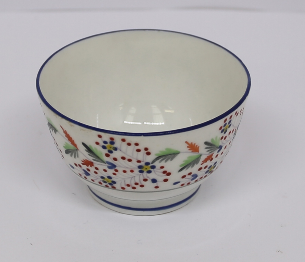 Small collection of Staffordshire pearlware cups and saucers and a tea bowl, decorated with bands of - Image 6 of 7