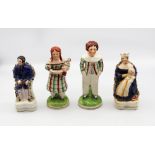 A pair of Staffordshire figures of Victoria & Albert along with a pair of North Country figures of a
