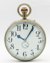 A Goliath 8 days travel clock, white enamel dial with Arabic indices, case approx 13.5cm, white