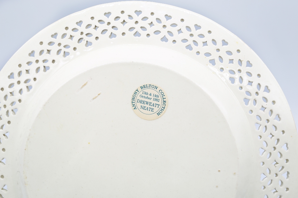Two 18th century creamware plates with fluted pierced borders  (2) Circa 1770-80. Size. 24cm - Image 6 of 6
