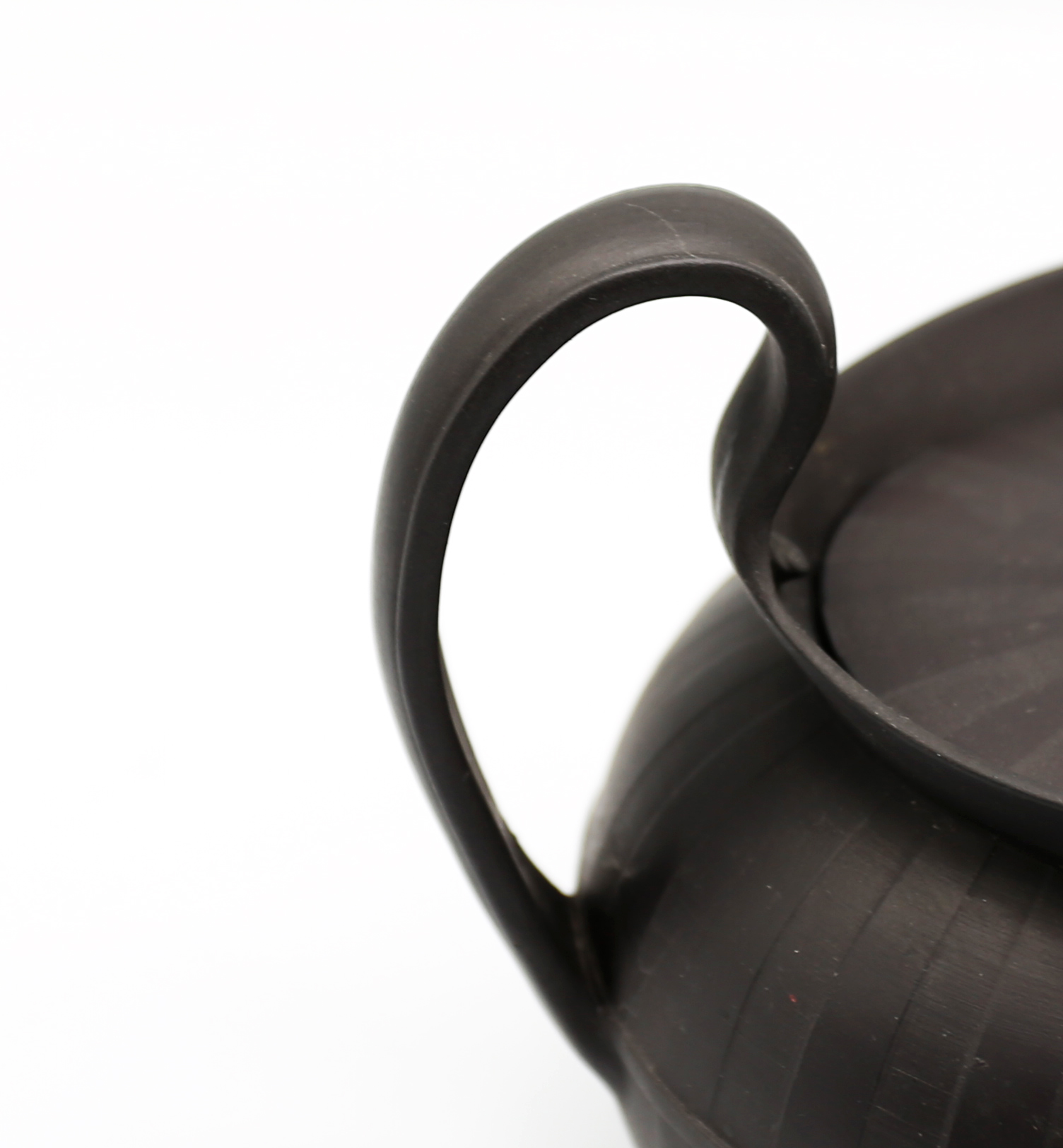 A Wedgwood black basalt teapot and cover with a flared lip.  The cover has a widow finial. - Image 7 of 16