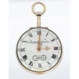 A George III continental Bonna Freres A Geneve silver cased pocket watch, white enamel signed dial