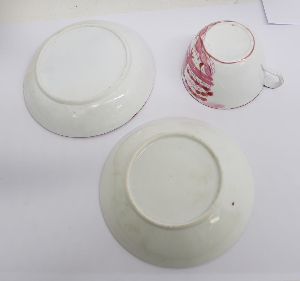 A small collection of 19th century cups, saucers and teapot. Various patterns and borders, all - Image 9 of 11