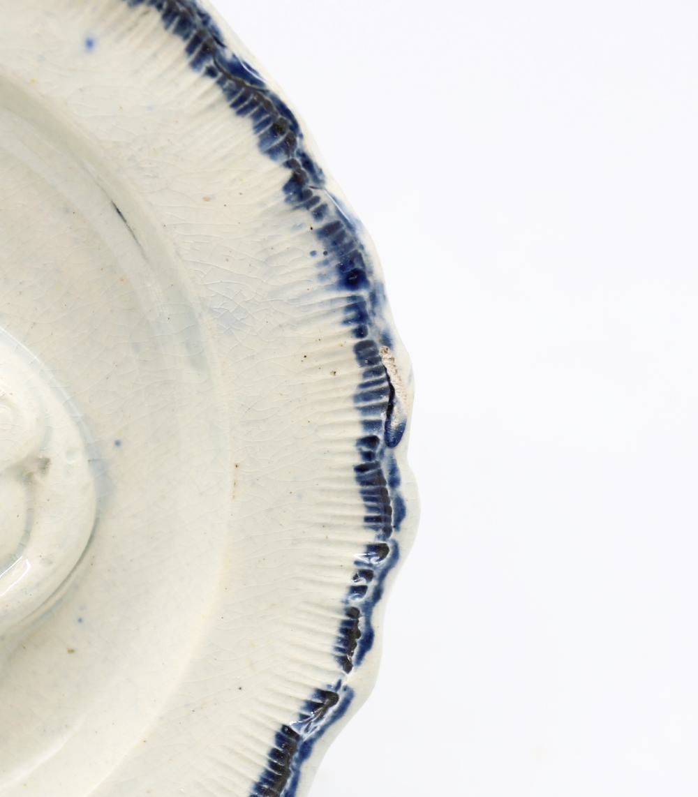 A pearlware ‘Toy’ round plate with a goose moulded in the centre with a blue feathered border. - Image 5 of 12