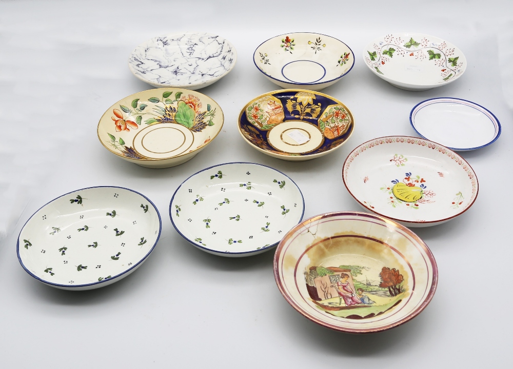 A small collection of 19th century cups and saucers, various patterns and factories, one marble - Image 2 of 3