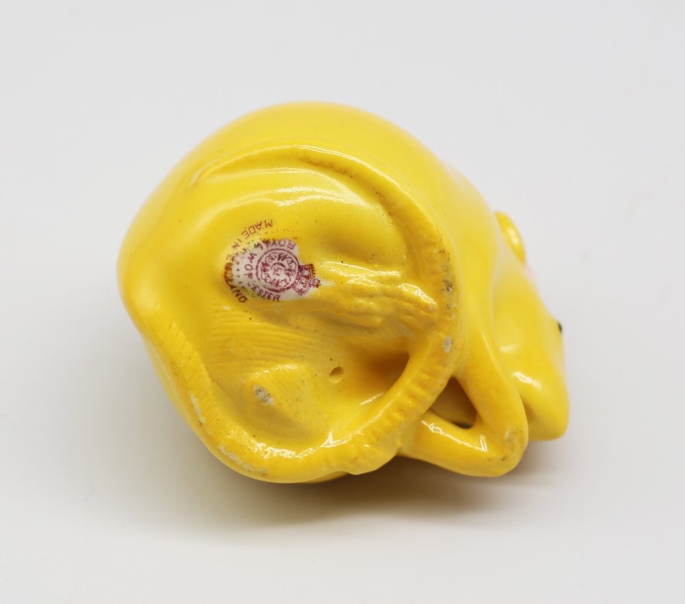 A Royal Worcester netsuke modelled as a mouse with nut in hands, yellow colourway, early to mid 20th - Image 3 of 3