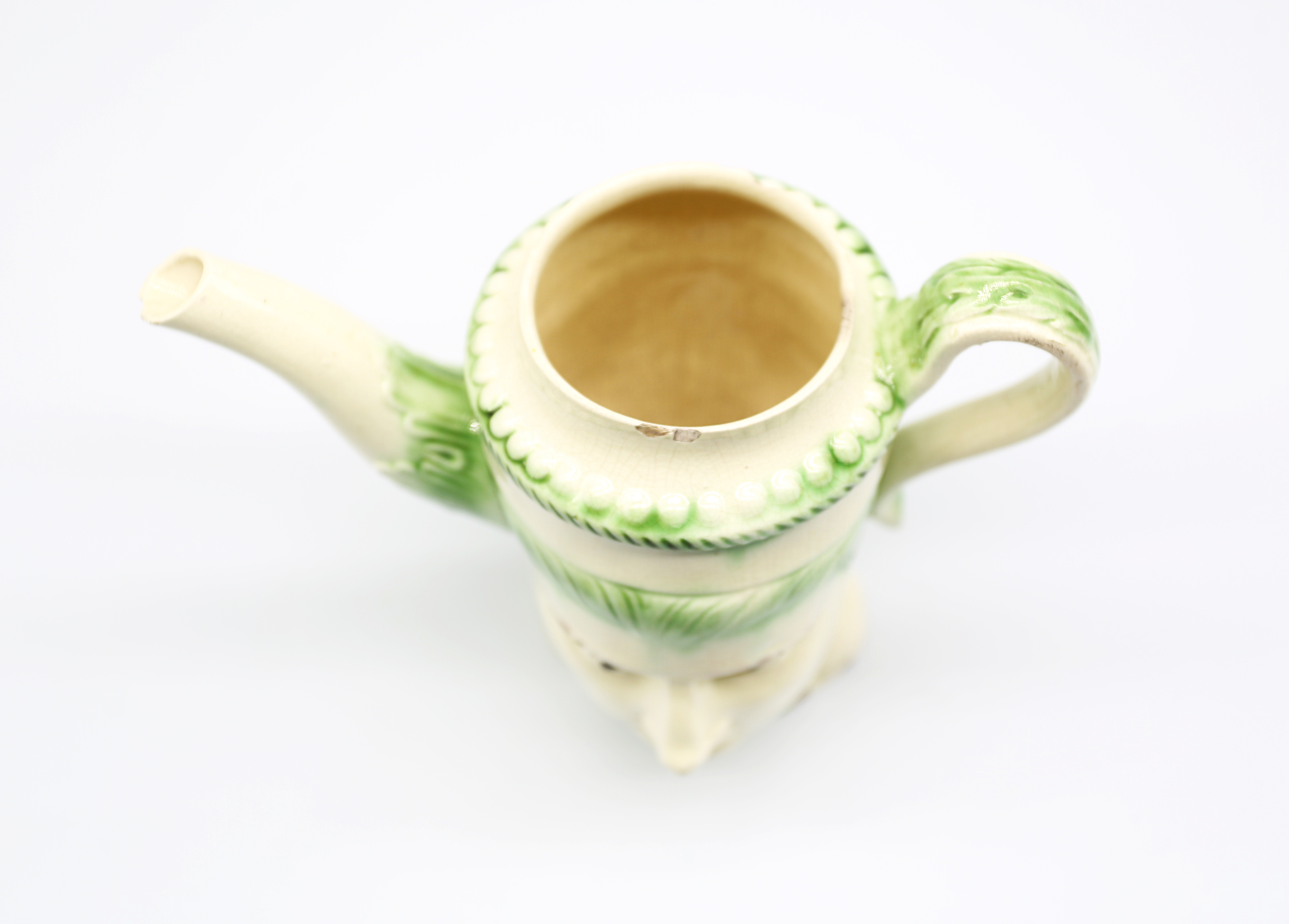 An 18Th century creamware teapot and cover, modelled as ‘Admiral Rodney’ cream ground with pale - Image 18 of 22