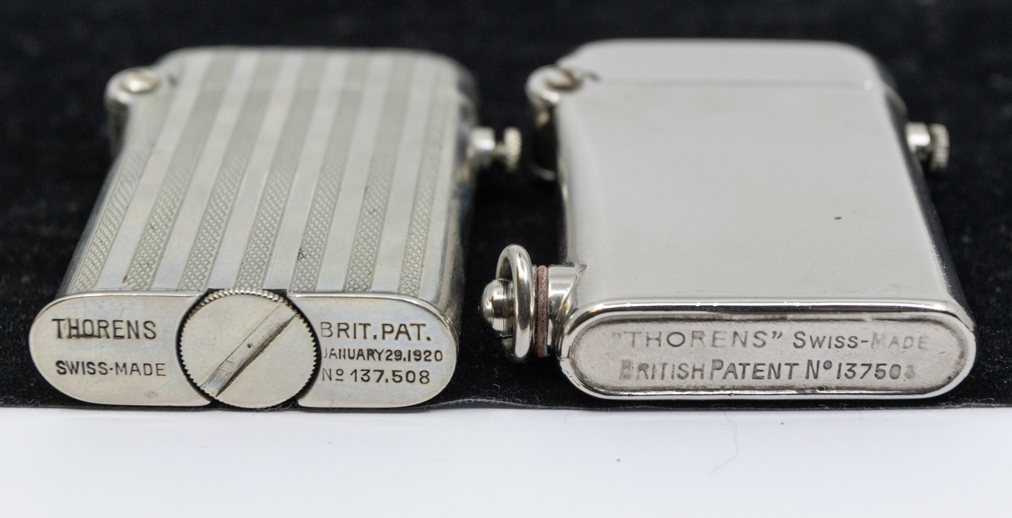A small collection of four Thorens 1920s Art Deco lighters, two of circular form with engine - Image 5 of 5