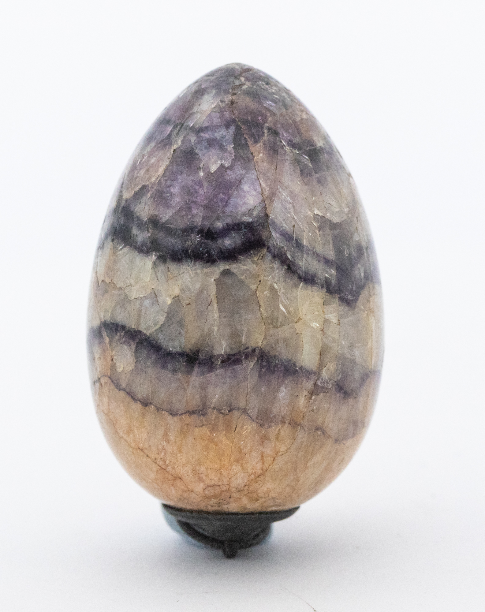 A Blue John egg scent bottle with white metal stopper, length approx 40mm,  Further details: good - Image 2 of 2