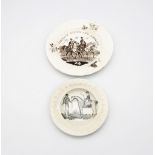 Two 19th century earthenware Child’s plates. Titled. ‘Persians and Smoking and a Horse rider and