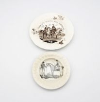 Two 19th century earthenware Child’s plates. Titled. ‘Persians and Smoking and a Horse rider and