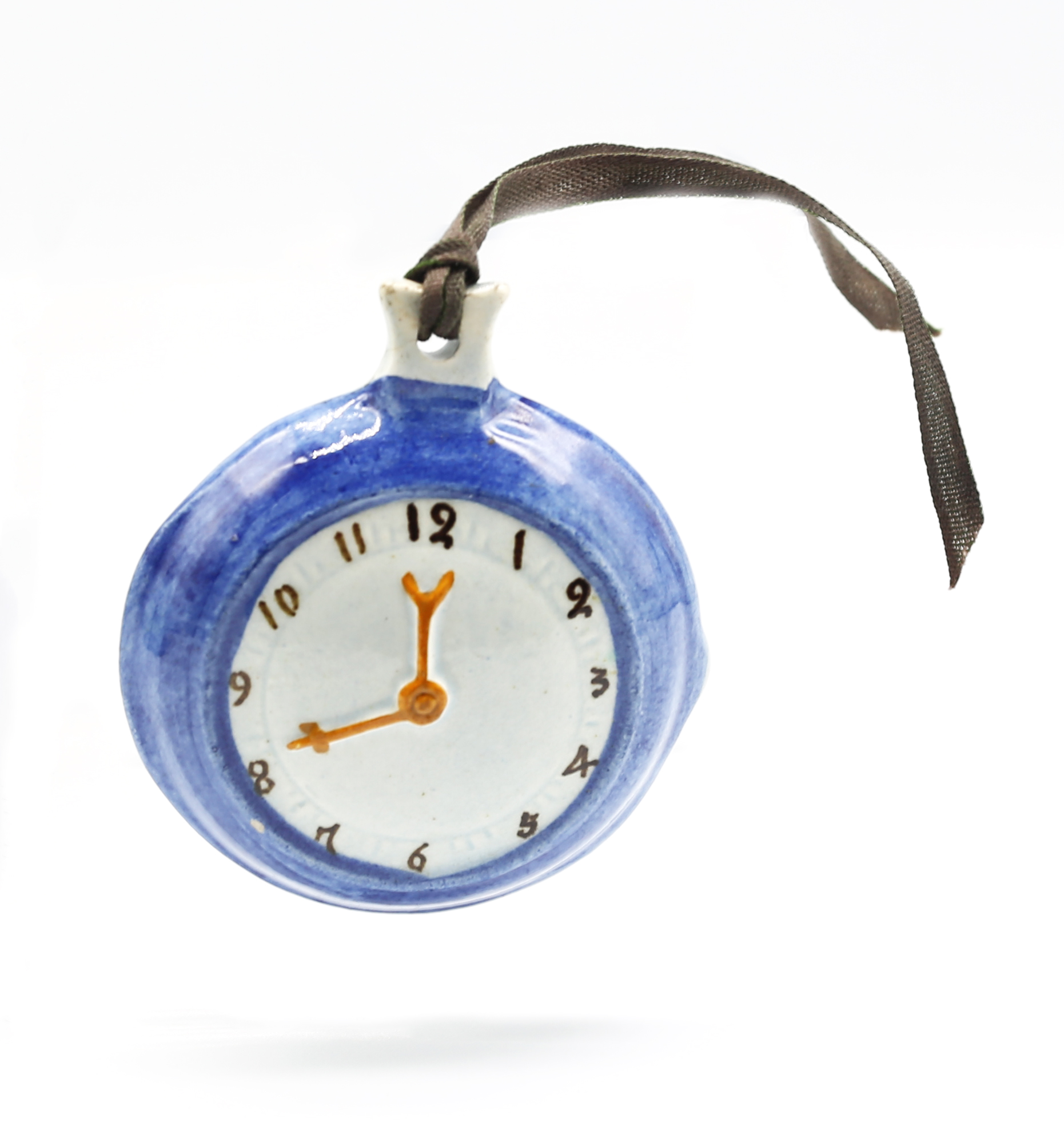 A Prattware watch stand and watch.  Flanked by a man and a woman and a dog. Complete with original - Image 5 of 20