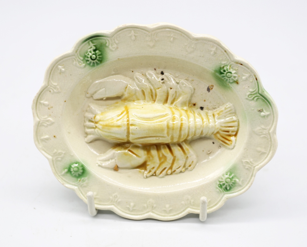 A creamware ‘Toy’ oval platter with a lobster moulded to the centre and a moulded border with - Image 2 of 7