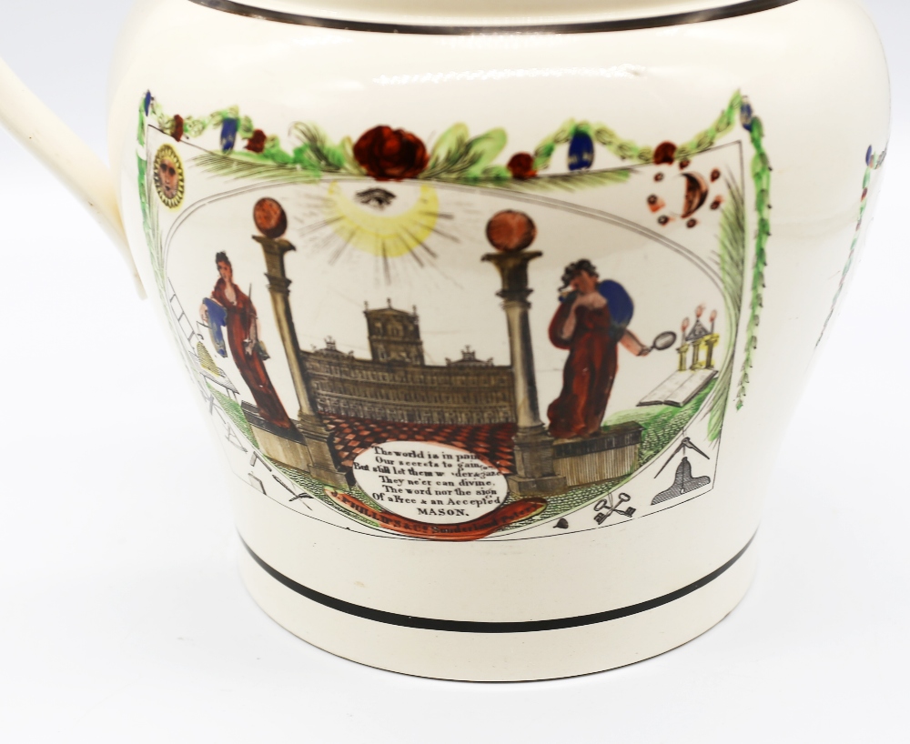 A Sunderland large creamware jug, depicting  ‘A West View of the Iron Bridge over the Wear’ to one - Bild 5 aus 18