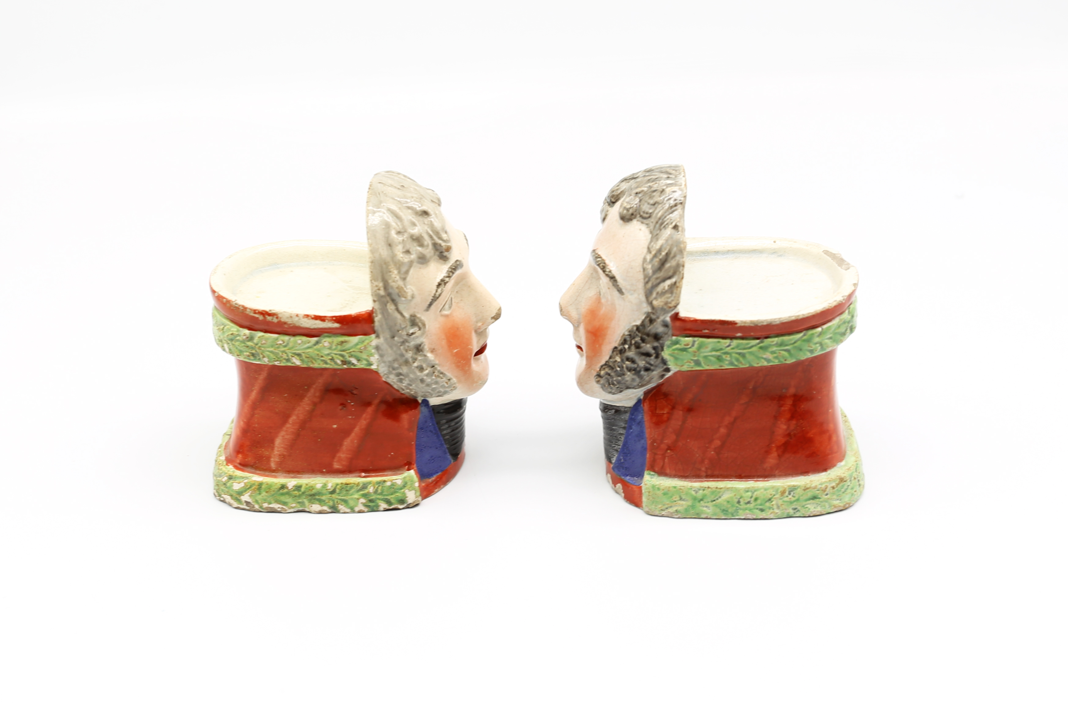 Two Staffordshire pottery furniture rests with the face of The Duke of Wellington  Circa 1820. - Image 4 of 18