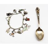 A novelty George V silver teaspoon with enamelled comical animals and "Gugnuncs" lettering,