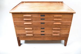 A plan chest by Bridges Office Equipment, two above five drawers, in mahogany, 120 x 90 x 85cm