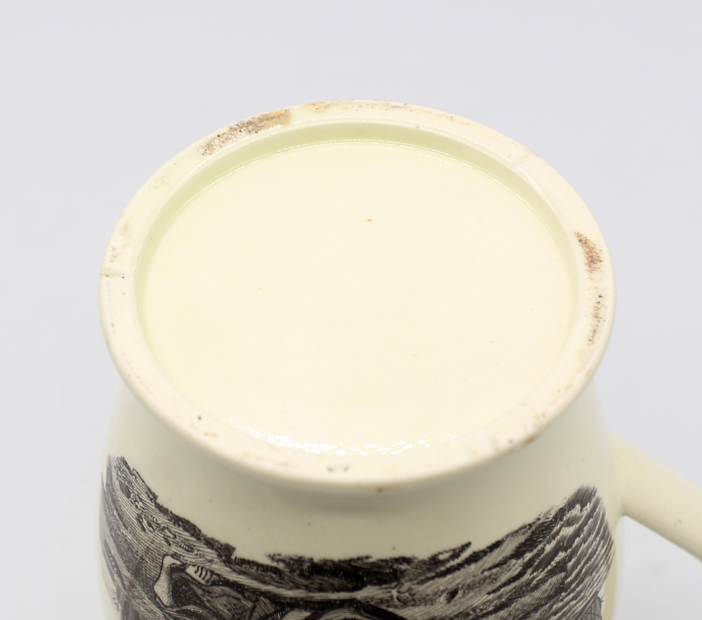 A Liverpool creamware jug, black transfer printed depicting a three masted sailing ship with the - Image 10 of 11
