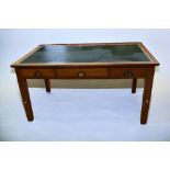 A George V/ George VI Government issue desk with original stamped handle, 153 x 76 x 92cm