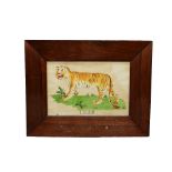 A 19th Century Folk Art watercolour and ink drawing of a Tiger, titled to lower section, 16 x