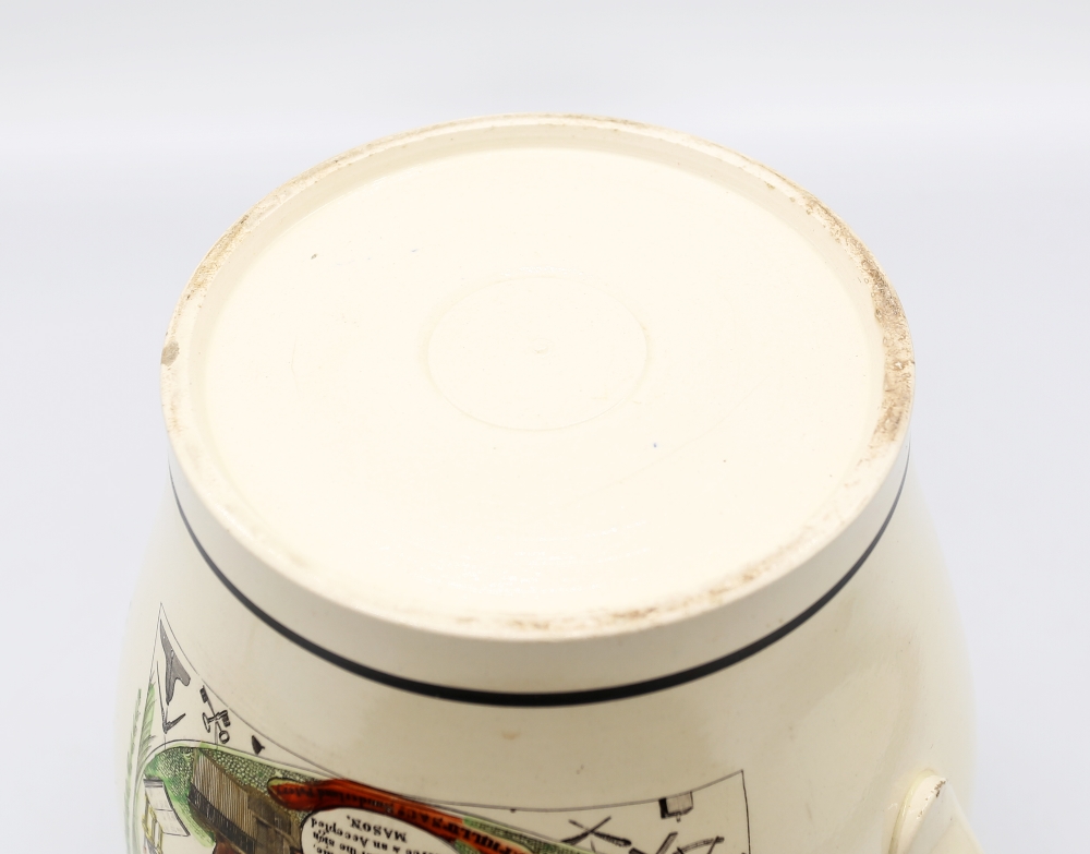 A Sunderland large creamware jug, depicting  ‘A West View of the Iron Bridge over the Wear’ to one - Bild 15 aus 18