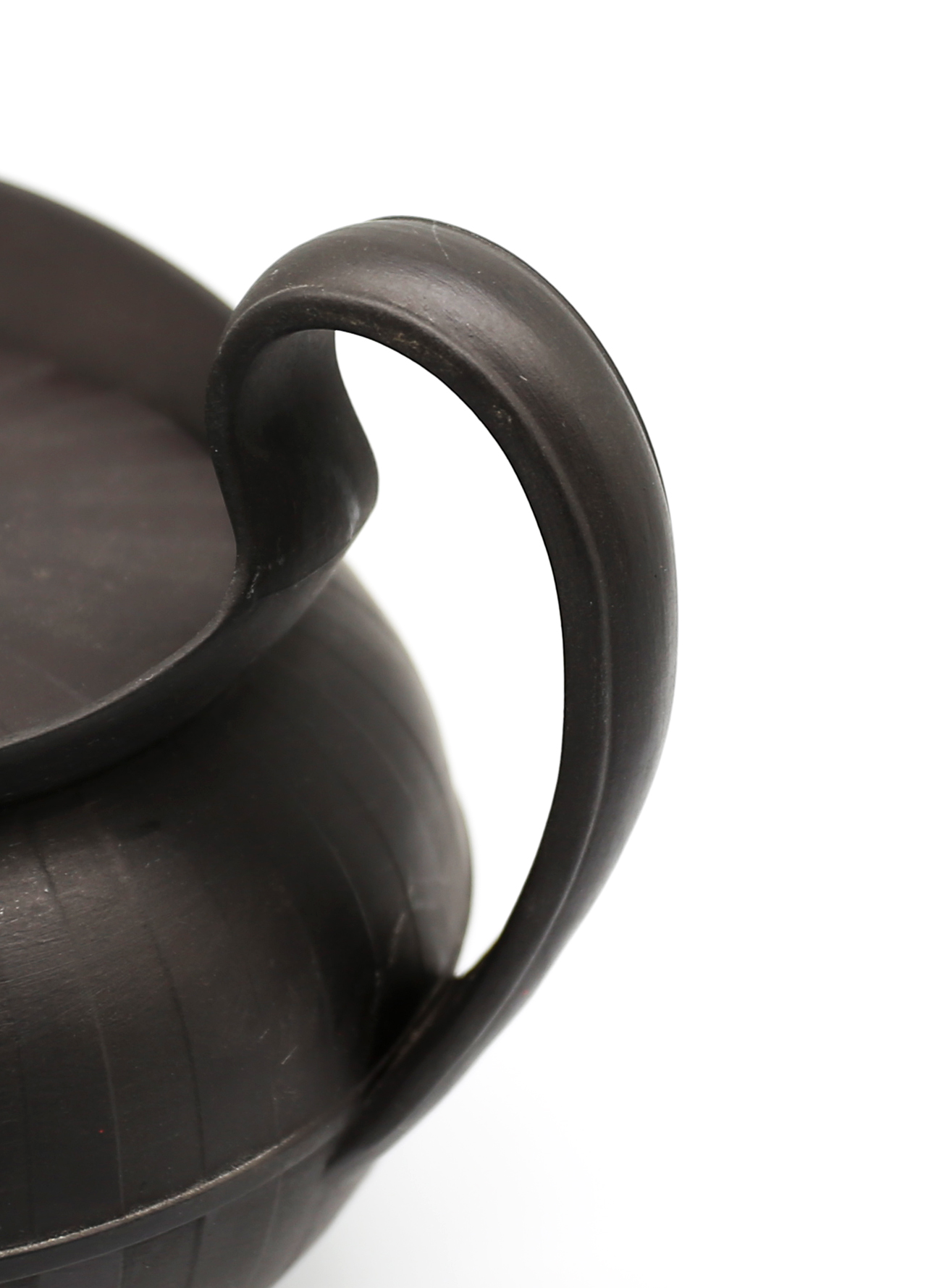 A Wedgwood black basalt teapot and cover with a flared lip.  The cover has a widow finial. - Image 8 of 16